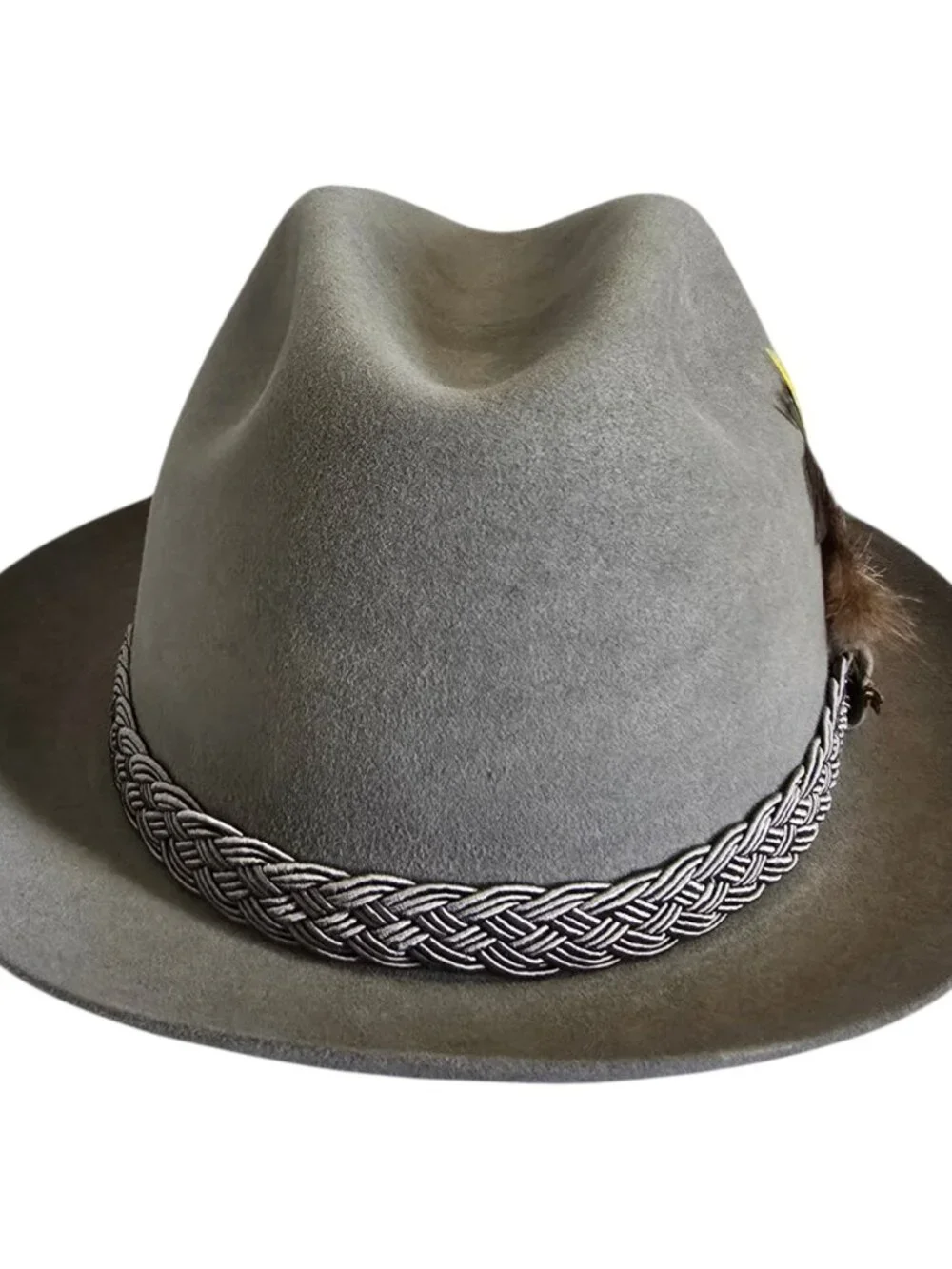 Stetson Key Club Fedora Hat w/ Feathers & Key Gray Size 7 1/8 Ultimate Finish